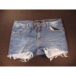 PD&C Slim Stretch JEANS SHORTS Cut Off Womans W 32 Blue Denim Hot Pants
